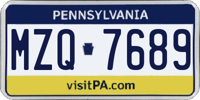 PA license plate MZQ7689