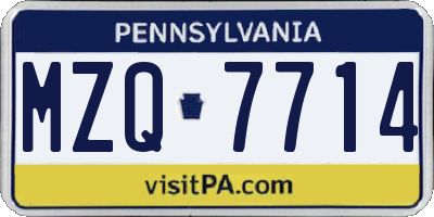 PA license plate MZQ7714