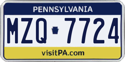 PA license plate MZQ7724