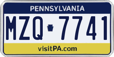 PA license plate MZQ7741