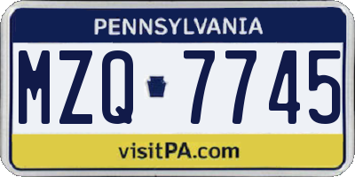 PA license plate MZQ7745