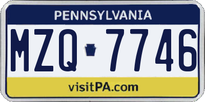 PA license plate MZQ7746