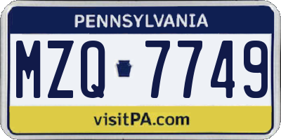 PA license plate MZQ7749
