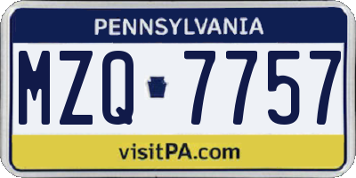 PA license plate MZQ7757