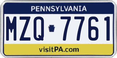 PA license plate MZQ7761