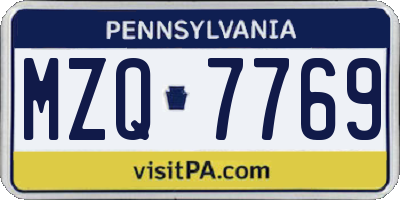PA license plate MZQ7769