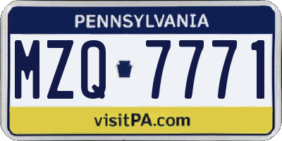 PA license plate MZQ7771