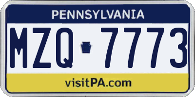 PA license plate MZQ7773