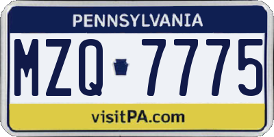 PA license plate MZQ7775