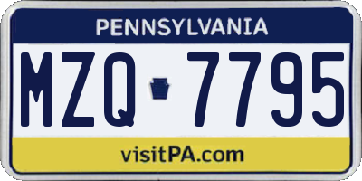 PA license plate MZQ7795