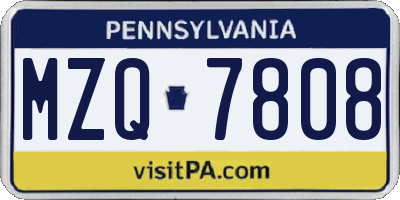 PA license plate MZQ7808