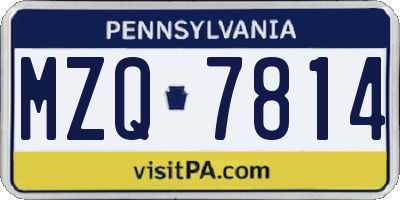 PA license plate MZQ7814