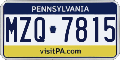 PA license plate MZQ7815