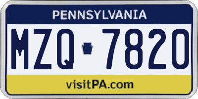 PA license plate MZQ7820