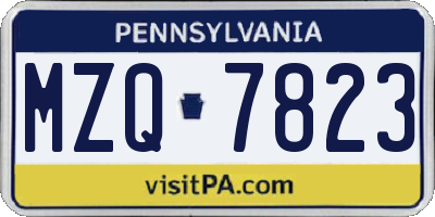 PA license plate MZQ7823