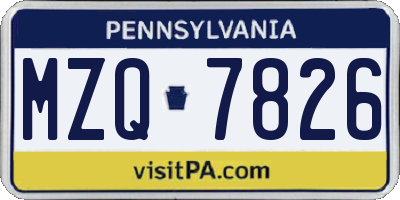 PA license plate MZQ7826