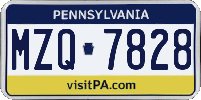 PA license plate MZQ7828