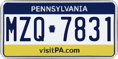 PA license plate MZQ7831