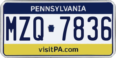 PA license plate MZQ7836