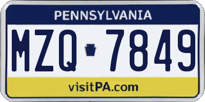 PA license plate MZQ7849