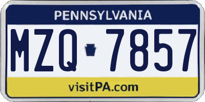 PA license plate MZQ7857