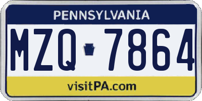 PA license plate MZQ7864