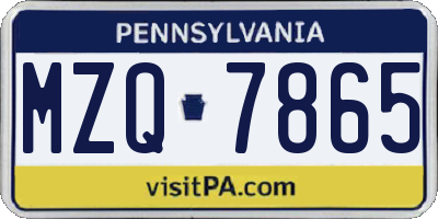 PA license plate MZQ7865