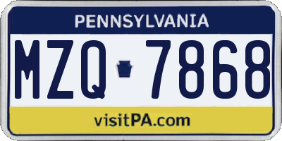 PA license plate MZQ7868