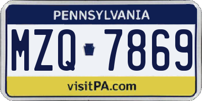 PA license plate MZQ7869