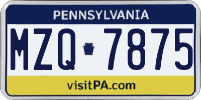 PA license plate MZQ7875