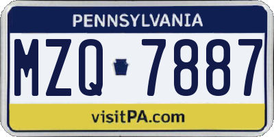 PA license plate MZQ7887