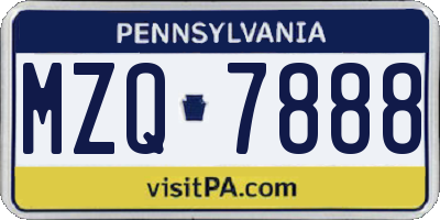 PA license plate MZQ7888