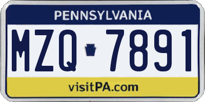 PA license plate MZQ7891