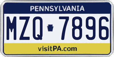 PA license plate MZQ7896