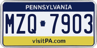 PA license plate MZQ7903