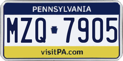 PA license plate MZQ7905