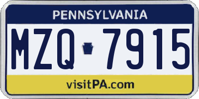 PA license plate MZQ7915