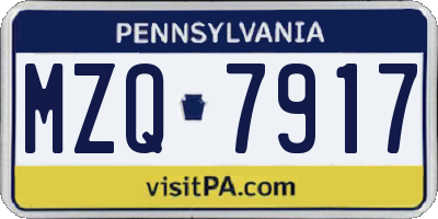 PA license plate MZQ7917