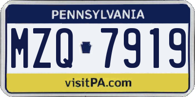 PA license plate MZQ7919