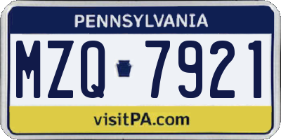 PA license plate MZQ7921