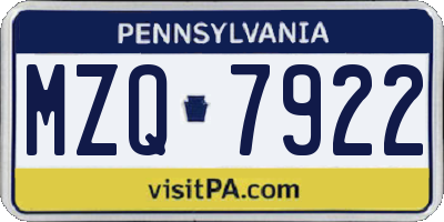 PA license plate MZQ7922