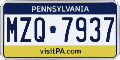 PA license plate MZQ7937