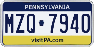 PA license plate MZQ7940