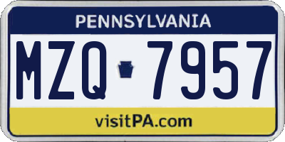 PA license plate MZQ7957