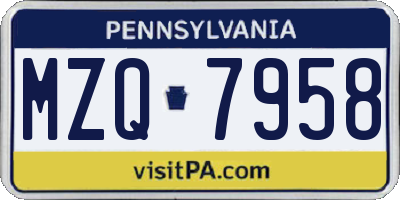 PA license plate MZQ7958