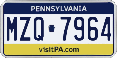 PA license plate MZQ7964