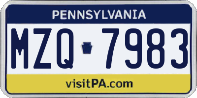 PA license plate MZQ7983
