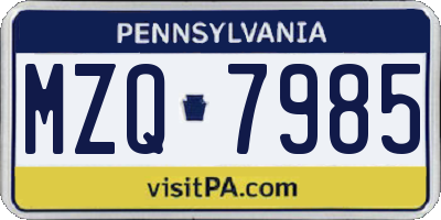 PA license plate MZQ7985