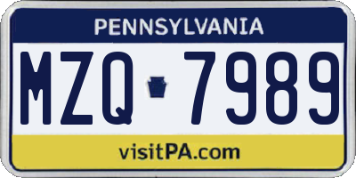 PA license plate MZQ7989