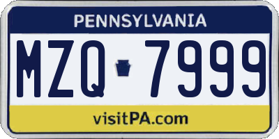 PA license plate MZQ7999